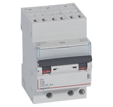 Photo Disjoncteur DNX4500 6kA arrive borne automatique sortie borne  vis  -  tripolaire 400V~ 10A courbe C  -  1 module | Ref : 406899