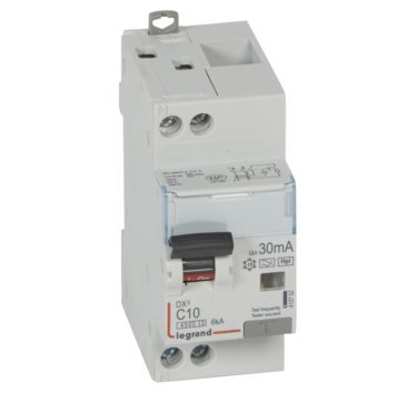 Photo Disjoncteur diffrentiel DX4500 arrive haute et dpart bas  vis U+N 230V~  -  25A typeF 30mA  -  courbe C  -  2 modules | Ref : 410755