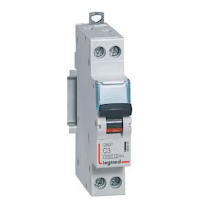 Photo Disjoncteur Phase+Neutre DNX4500 6kA arrive et sortie borne  vis  -  1P+N 230V~ 3A courbe C  -  1 module | Ref : 406863