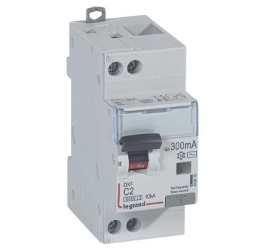 Photo Disjoncteur diffrentiel monobloc DX6000 10kA arrive haute et dpart bas  vis U+N 230V~  -  32A  -  typeAC 300mA | Ref : 410816