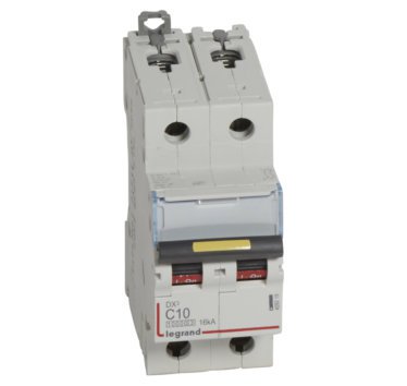 Photo Disjoncteur DX10000 16kA arrive haute et dpart bas  vis 2P 230V~  400V~  -  40A  -  courbe C  -  2 modules | Ref : 409225
