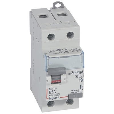 Photo Interrupteur diffrentiel DX - ID arrive haute et dpart bas  vis  -  2P 230V~ 100A typeAC 300mA slectif 2 modules | Ref : 411543
