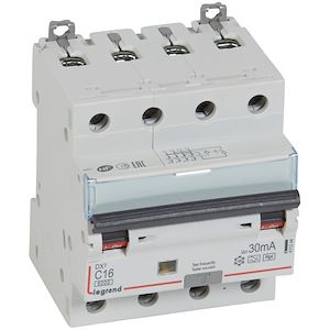 Photo Disjoncteur différentiel monobloc DX³6000 10kA arrivée haute et départ bas à vis 4P 400V~ - 16A - typeF 30mA | Ref : 411244