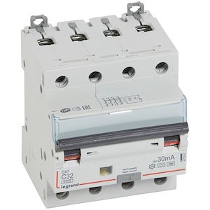 Photo Disjoncteur diffrentiel monobloc DX6000 10kA arrive haute et dpart bas  vis 4P 400V~  -  32A  -  typeF 30mA | Ref : 411247