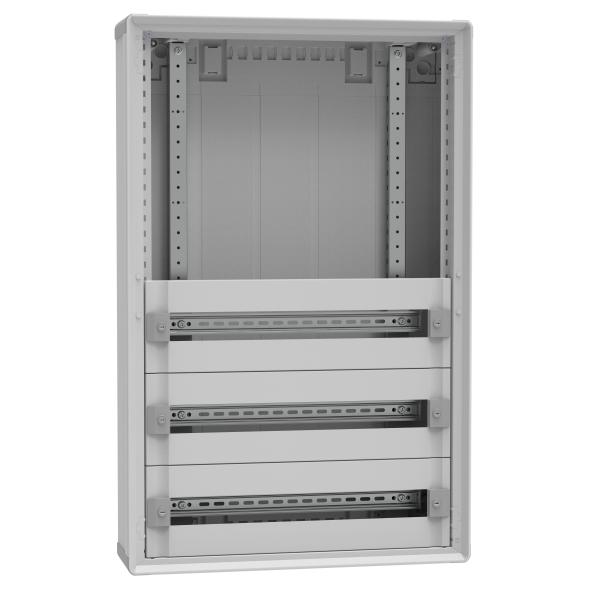 Photo Coffret de distribution plastique en saillie hauteur 900mm. �quip� de 3 rang�es de 24 modules. espace d�di� de 400mm et bornier de terre avec bornes automatiques - pour la distribution �lectrique jusqu\'� 160A - XL� HP 160 | Ref : 1CO3ER24SPL