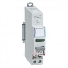 Photo Inter poussoir modulaire double fonction contact 1NO + voyant LED vert 12V~  48V~ ou 12V=  48V=  -  1 module | Ref : 412912