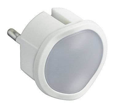 Photo Veilleuse lampe torche avec batterie avec 2 LEDs haute luminosité et fiche 2P 10A - blanc | Ref : 050678