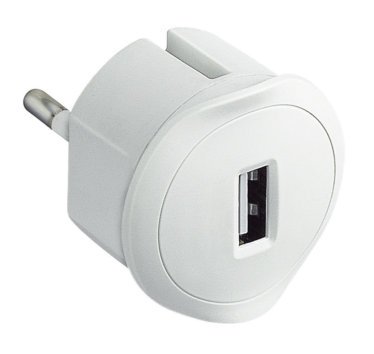 Photo Chargeur USB 5V 1,5A maximum avec fiche 2P 10A et encombrement réduit - blanc | Ref : 050680