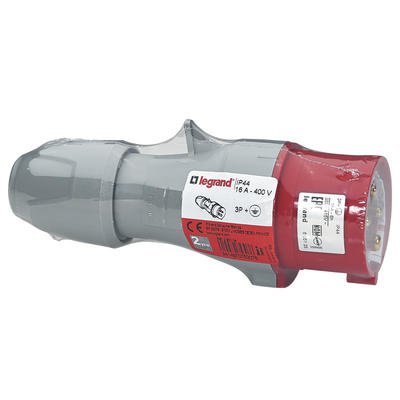 Photo Fiche de puissance mle avec terre 16A - 400V - droite - IP44 - 4 broches | Ref : 090104