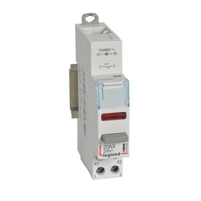 Photo Poussoir modulaire double fonction contact 1NF + voyant LED rouge 110V~ à 400V~ - 1 module | Ref : 412940