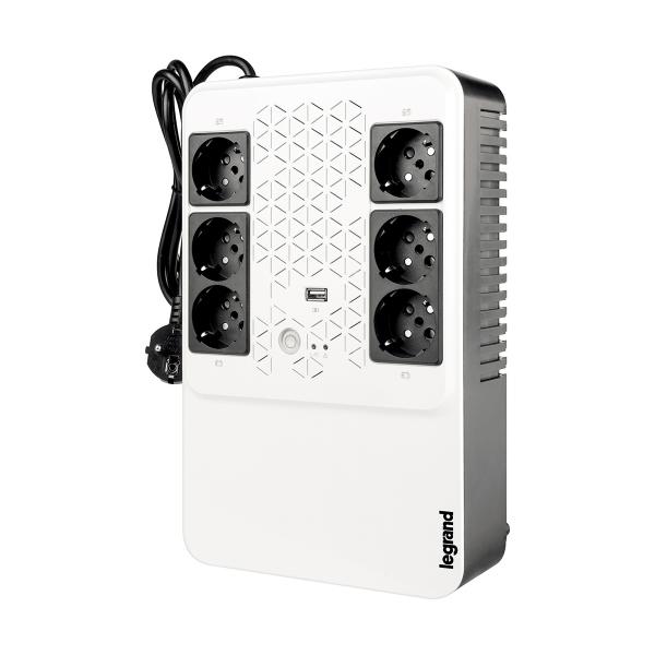 Photo Onduleur Keor multiplug avec 6 prises de courant 2P+T et disjoncteur intgr  -  600VA 360W  -  autonomie 10  15 minutes | Ref : 310083