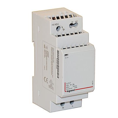 Photo Alimentation modulaire à découpage monophasée entrée 100V~ à 240V~ et sortie 12V= - 24W - 2A - 2 modules | Ref : 146711