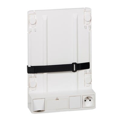 Photo Support box opérateur ADSL et fibre avec 1 prise 2P+T et 4 cordons de liaison box et coffret | Ref : 413149
