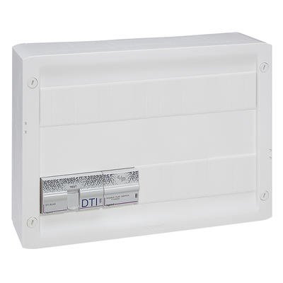 Photo Coffret Basique Double Play DRIVIA 18  -  4 prises RJ45 STP + rpartiteur TV 2 sorties  -  TV sur RJ Ready | Ref : 418250