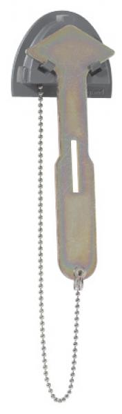 Photo Marteau avec chanette et support mural pour coffrets de commande quips | Ref : 038091