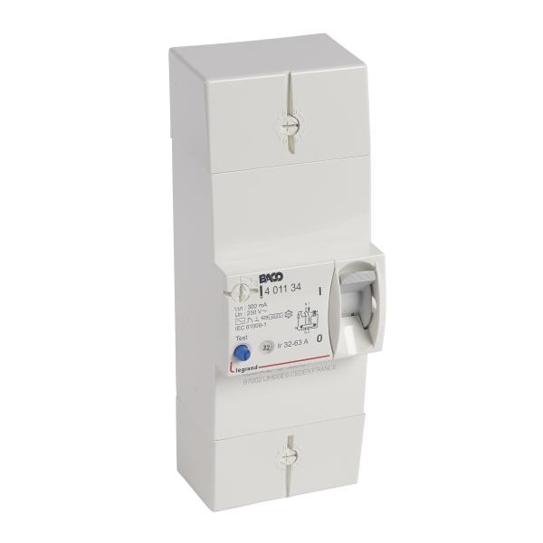 Photo Disjoncteur bipolaire diff�rentiel de protection 300mA  -  63A | Ref : 401134