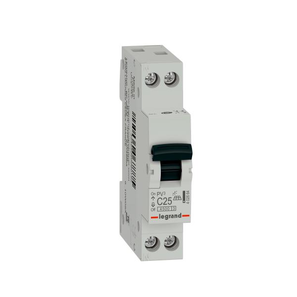 Photo PV disjoncteur pour installation photovoltaque AC - Phase + Neutre Courbe C 25A 4500A 1 module | Ref : 402664