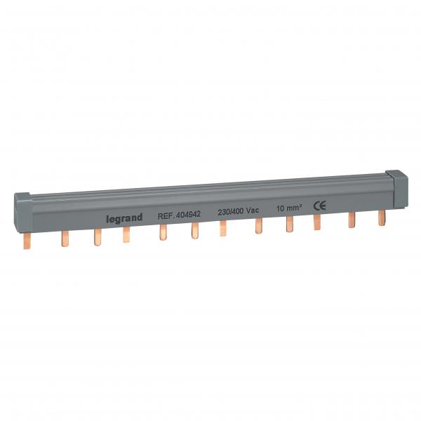 Photo Peigne d'alimentation tripolaire HX³ traditionnel pour bornes à vis - longueur 12 modules maximum 4 appareils | Ref : 404942
