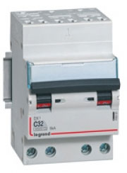 Photo Disjoncteur DNX4500 6kA arrive borne automatique sortie borne  vis  -  ttrapolaire 400V~ 32A courbe C  -  3 modules | Ref : 406922