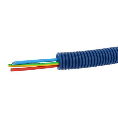 Photo Conduit ICTA Chronofil 20mm pour courant fort avec 3 conducteurs 2,5mm bleu , rouge et vert et ja | Ref : 09032