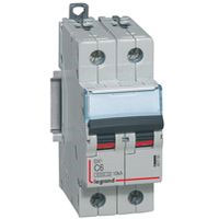 Photo Disjoncteur DX6000 10kA arrive haute et dpart bas  vis 2P 230V~  400V~  -  4A  -  courbe C  -  2 modules | Ref : 407779