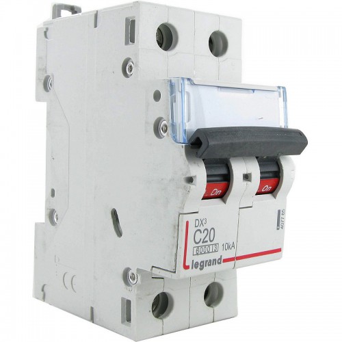 Photo Disjoncteur DX³6000 10kA arrivée haute et départ bas à vis 2P 230V~ à 400V~ - 20A - courbe C - 2 modules | Ref : 407785