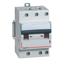 Photo Disjoncteur DX6000 10kA arrive haute et dpart bas  vis 3P 400~  -  40A  -  courbe D  -  pour peigne HX traditionnel | Ref : 408063