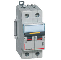 Photo Disjoncteur DX10000 16kA arrive haute et dpart bas  vis 2P 230V~  400V~  -  16A  -  courbe C  -  2 modules | Ref : 409221