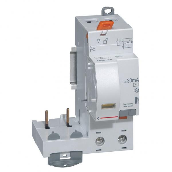 Photo Bloc diffrentiel adaptable  vis DX pour disjoncteur 1 module par ple  -  2P 230V~  -  40A  -  typeAC 30mA | Ref : 410401
