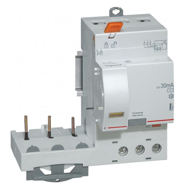 Photo Bloc diffrentiel adaptable  vis DX pour disjoncteur 1 module par ple  -  3P 400V~  -  40A  -  typeAC 30mA | Ref : 410471