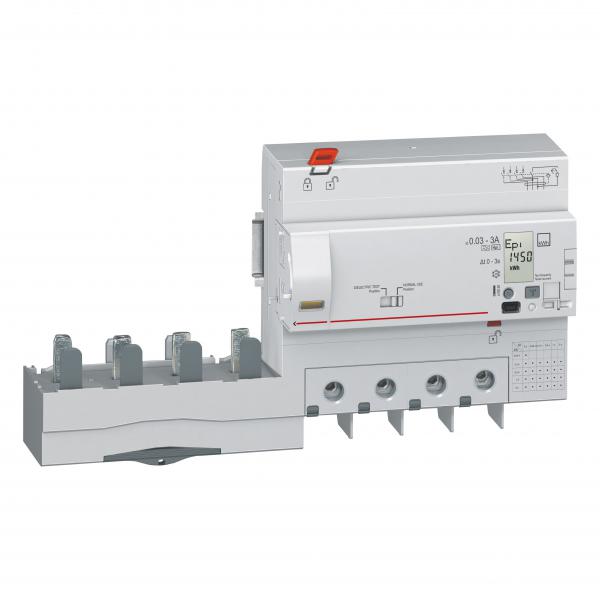 Photo Bloc diffrentiel adaptable  vis DX pour disjoncteur 1,5 module par ple  -  4P 400V~  -  125A avec compteur d'nergie | Ref : 410658