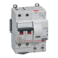 Photo Disjoncteur différentiel monobloc DX³6000 10kA arrivée haute vis départ haut automatique 2P 230V~ - 20A - typeAC 30mA | Ref : 411165
