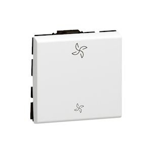 Photo Commande de VMC new Mosaic pour commande directe de ventilation mcanique contrle 10AX 250V~ - blanc antimicrobien | Ref : 077027L