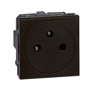 Photo Prise de courant 2P+T f/b bornes automatiques surface noir mat | Ref : 079121L