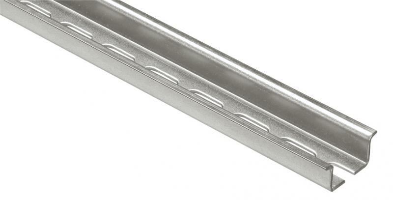 Photo Rail DIN symétrique avec oblongs à couper profondeur 15mm  -  longueur 2m | Ref : 047723