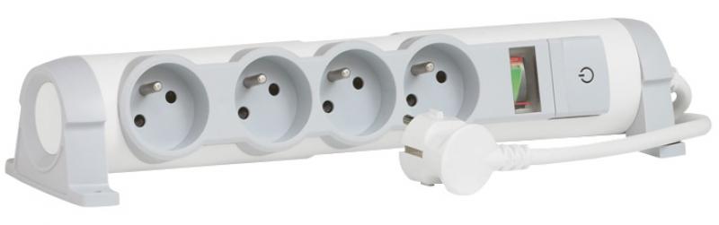 Photo Rallonge multiprise 4x2P+T 16A 230V avec indicateur de surcharge Safe Control et disjoncteur - bla | Ref : 050091