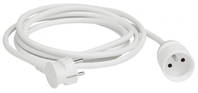 Photo Rallonge domestique 2P+T avec clips de protection longueur 3m - blanc | Ref : 051600