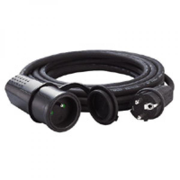 Photo Rallonge 2P+T 16A IP44 IK08 avec prolongateur ergonomique en caoutchouc et cble 5m | Ref : 051625