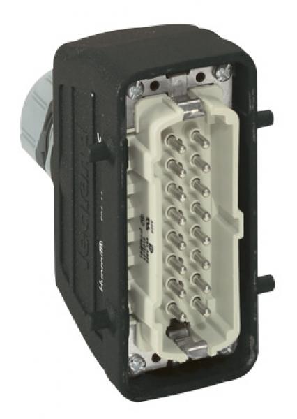 Photo Connecteur multiples capot mle sortie verticale mtal Hypra 16A 500V 16P+T | Ref : 052644