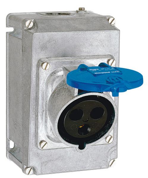 Photo Prise fixe Hypra IP44 32A - 200V~ à 250V~ - 2P+T - métal | Ref : 052732