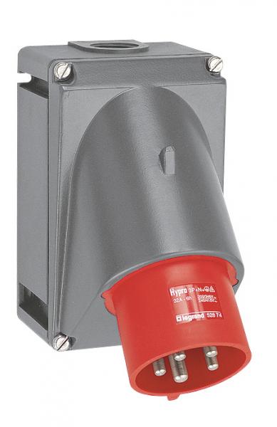 Photo Fiche incline Hypra IP44 32A  -  380V~  415V~  -  3P+N+T  -  plastique | Ref : 052874
