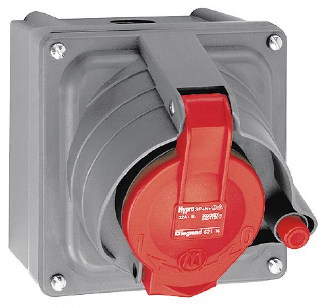 Photo Prisinter fixe Hypra IP44/55 32A - 380V~ à 415V~ - 3P+N+T - plastique | Ref : 052904