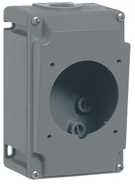 Photo Boîtier réversible simple Hypra pour prises 2P+T , 3P+T et 3P+N+T 32A - 1 entrée - ISO25 - pla | Ref : 052940