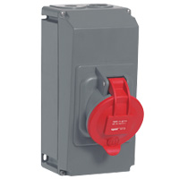 Photo Prise saillie fixe Hypra IP44 63A  -  380V~  415V~  -  3P+N+T  -  plastique | Ref : 053724