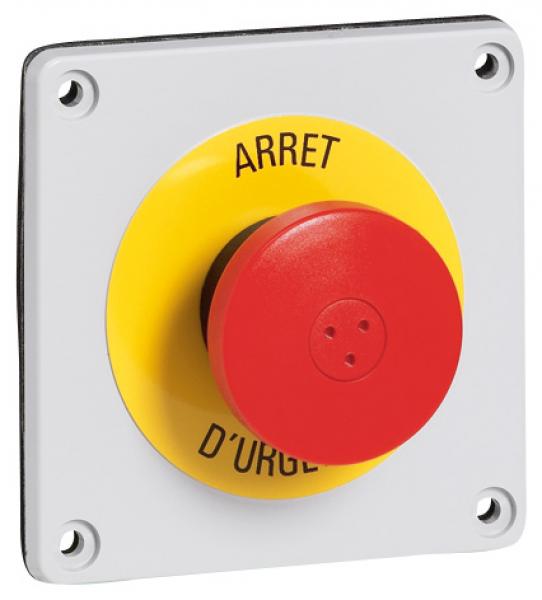 Photo Plaque quipe d'un bouton d'arrt d'urgence Osmoz IP66 pour coffret P17  fixer sur plastron pr -  | Ref : 057740