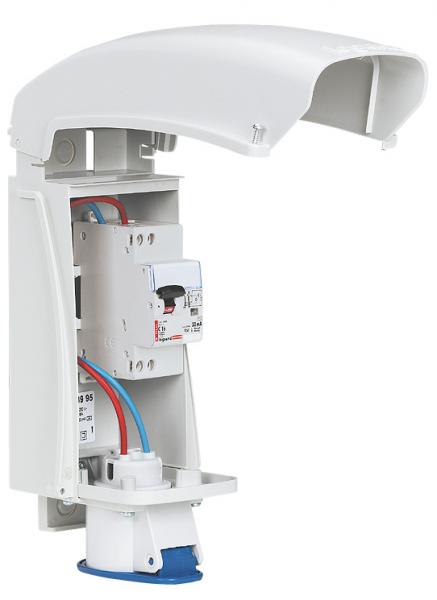 Photo Coffret d'�clairage public avec disjoncteur diff�rentiel Phase+Neutre typeAC et prise P17 | Ref : 058995