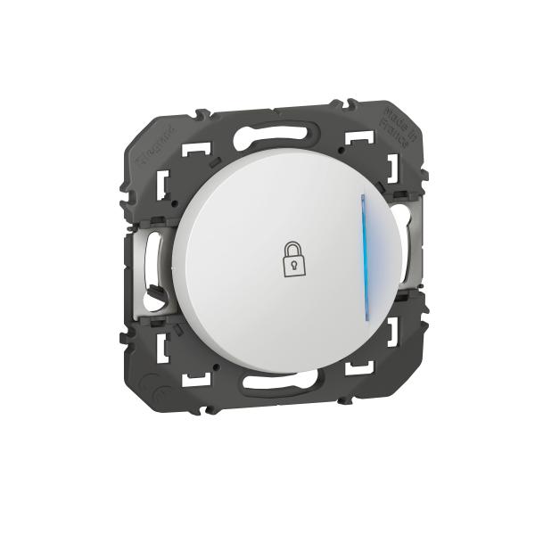 Photo Poussoir simple avec voyant lumineux et marquage cadenas dooxie 6A 250V~ finition blanc | Ref : 600017