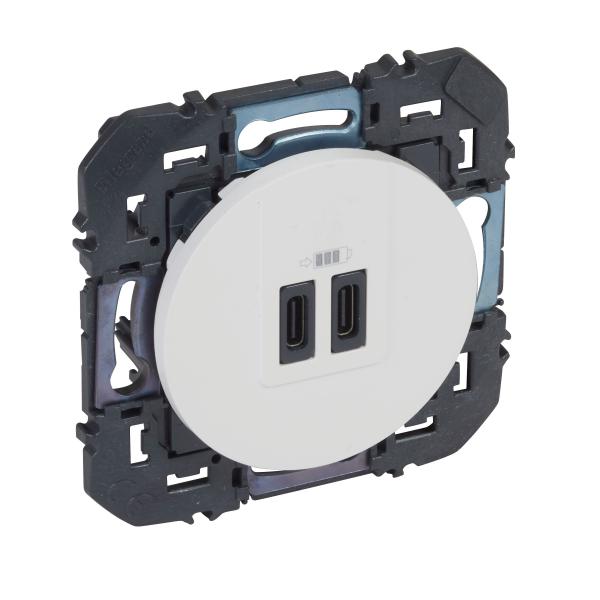 Photo Double chargeur USB Type - C dooxie 3A 15W finition blanc | Ref : 600345