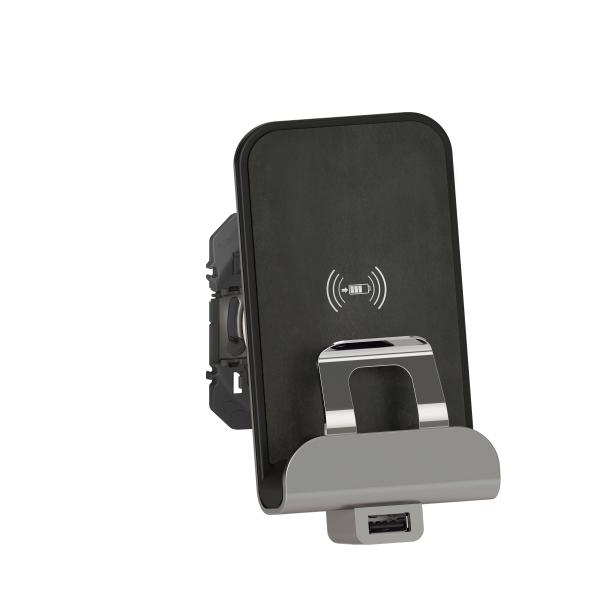 Photo Chargeur  induction + chargeur USB Type - A dooxie finition mtallise | Ref : 600348