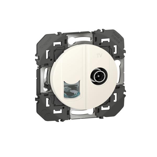 Photo Prise TV + RJ45 catégorie6 STP compacte dooxie finition blanc | Ref : 600352